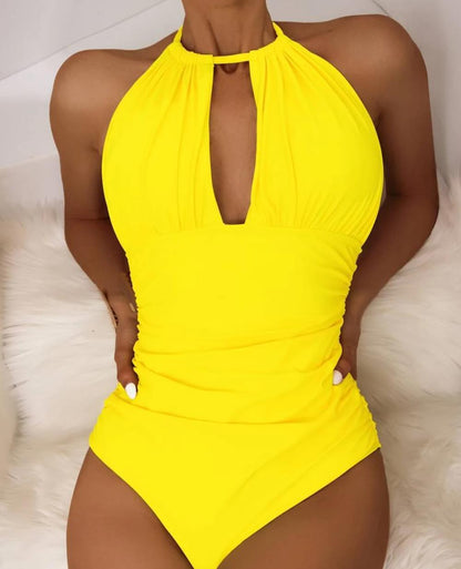 Fashion Solid Color One-piece Swimsuit For Women