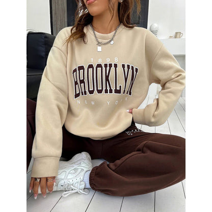 Women's Sweater Suit Hoodie Two-piece Pullover Letter Print 1898 New York Brooklyn