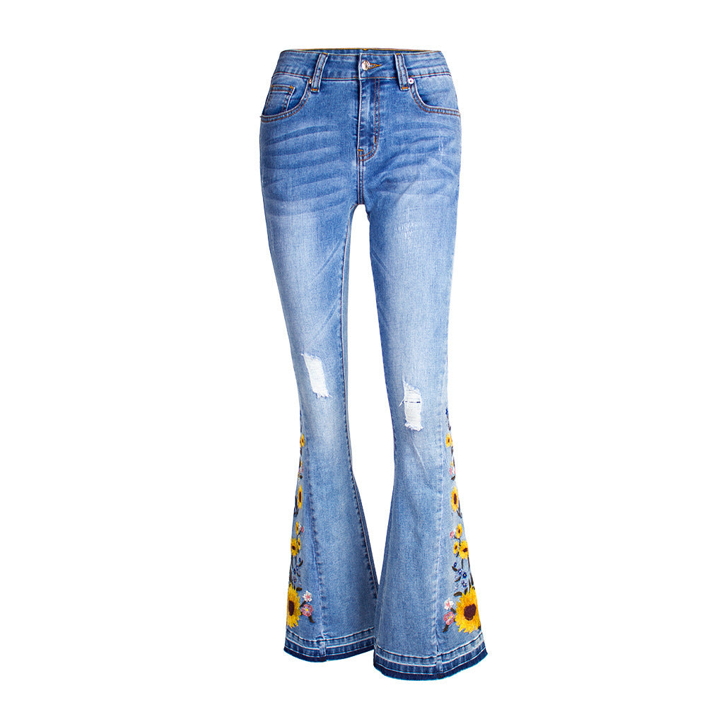 Women's Flared Jeans Women's 3D Embroidery