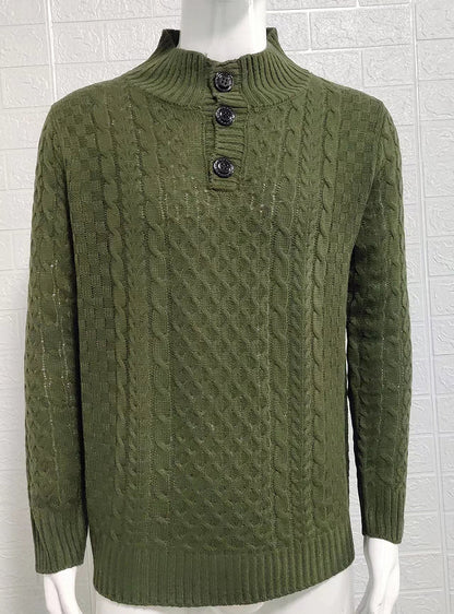 New Sweater Men's Solid Half High Neck Slim Long Sleeve