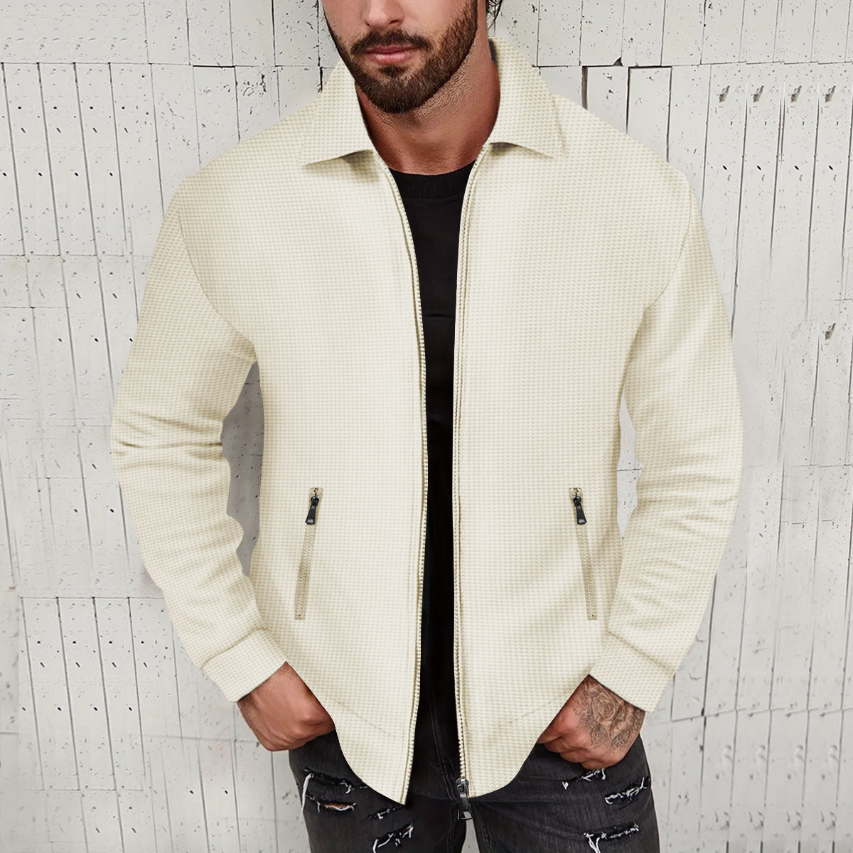 Lapel Slim-fit Cardigan Men's Jacket Coat