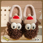 Cartoon Bearded Santa Claus Slippers Home Warm Non-slip Plush   Cotton Shoes Christmas Couple Floor Bedroom Slipper Women Men