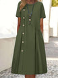 Casual Fastener Decoration Fold Pocket Mid-length Dress