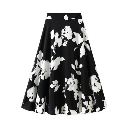 Women's Mid-length 2 High Waist Slimming Elegant Big Hem Bough Skirt