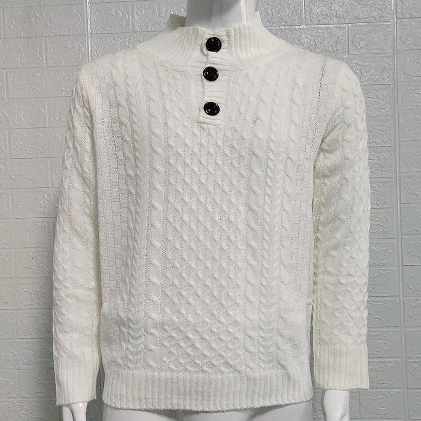 New Sweater Men's Solid Half High Neck Slim Long Sleeve