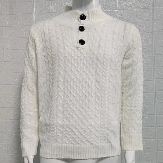 New Sweater Men's Solid Half High Neck Slim Long Sleeve