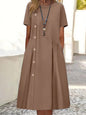 Casual Fastener Decoration Fold Pocket Mid-length Dress