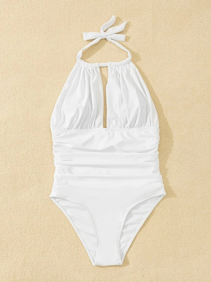 Fashion Solid Color One-piece Swimsuit For Women