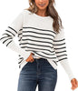 Autumn Winter Sweater Casual Striped Round Neck Sweater